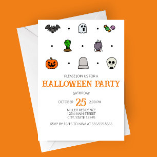 Invitación a la fiesta de Halloween con iconos de 