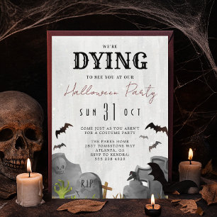 Invitación a la fiesta de Halloween con lápida