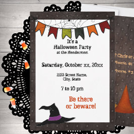 Invitación a la fiesta de Halloween con pancarta n