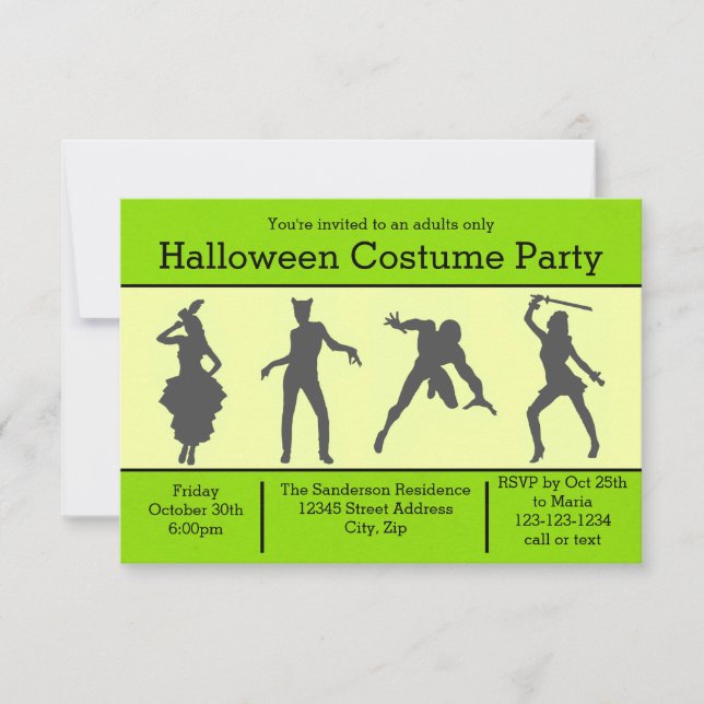 Invitación a la fiesta de Halloween con silueta de (Anverso)