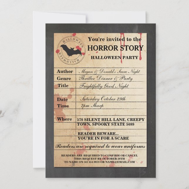 Invitación a la fiesta de halloween con tarjeta de (Anverso)