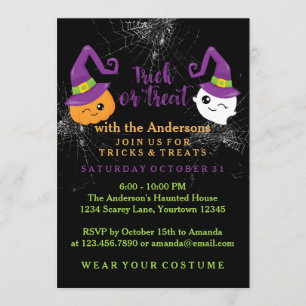 Invitación a la fiesta de Halloween con trucos o t