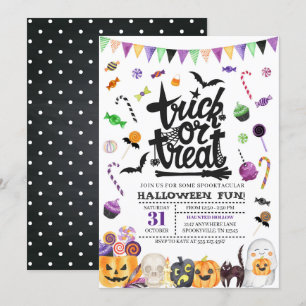 Invitación a la fiesta de Halloween con trucos o t