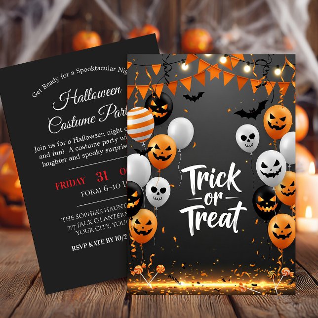 Invitación a la fiesta de Halloween con trucos o t (Subido por el creador)