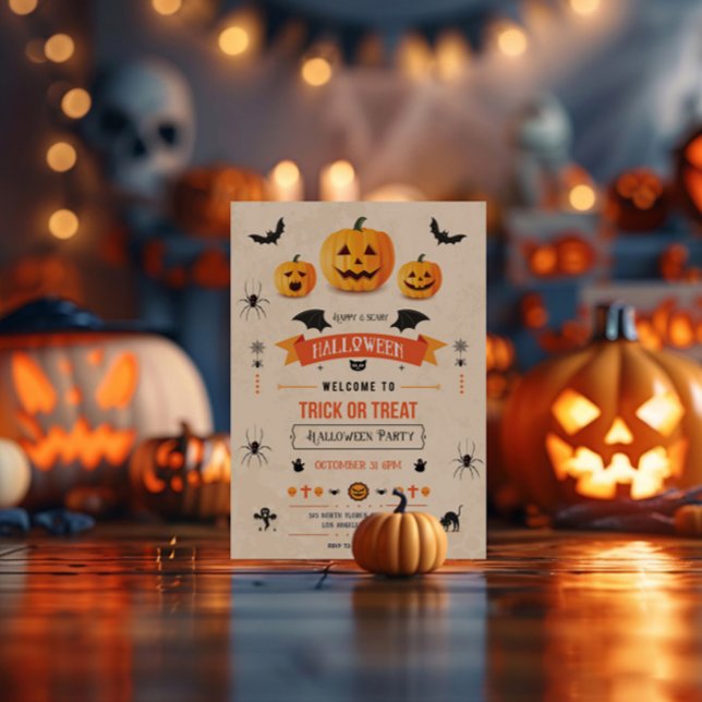 Invitación a la fiesta de Halloween con trucos o t (Subido por el creador)
