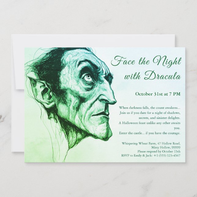 Invitación a la fiesta de Halloween con vampiros d (Anverso)