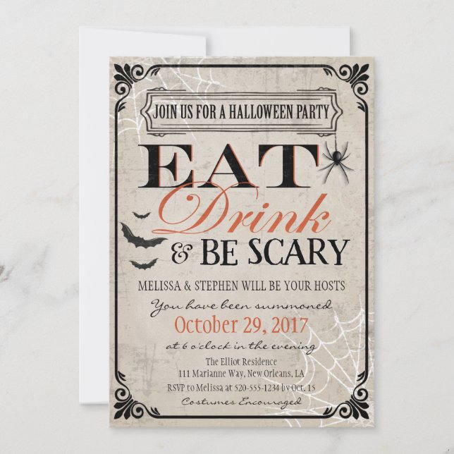 Invitación a la fiesta de Halloween, cumpleaños de (Anverso)