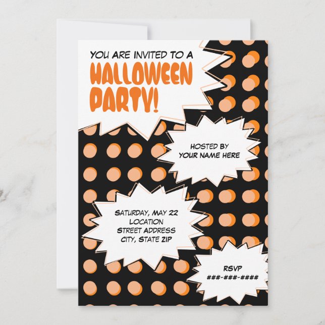 Invitación a la fiesta de Halloween de arte pop (Anverso)