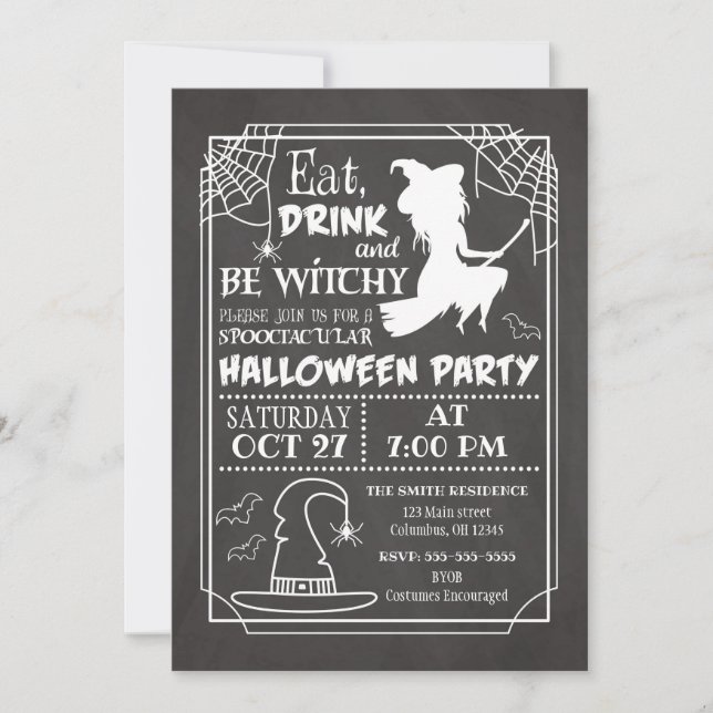 Invitación a la fiesta de Halloween de Be Witchy (Anverso)
