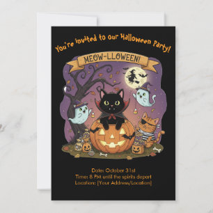 Invitación a la fiesta de Halloween de Black Cat d