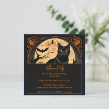 Invitación a la fiesta de Halloween de Black Kitty