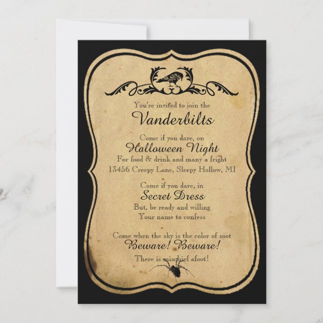 Invitación a la fiesta de Halloween de Black Parch (Anverso)