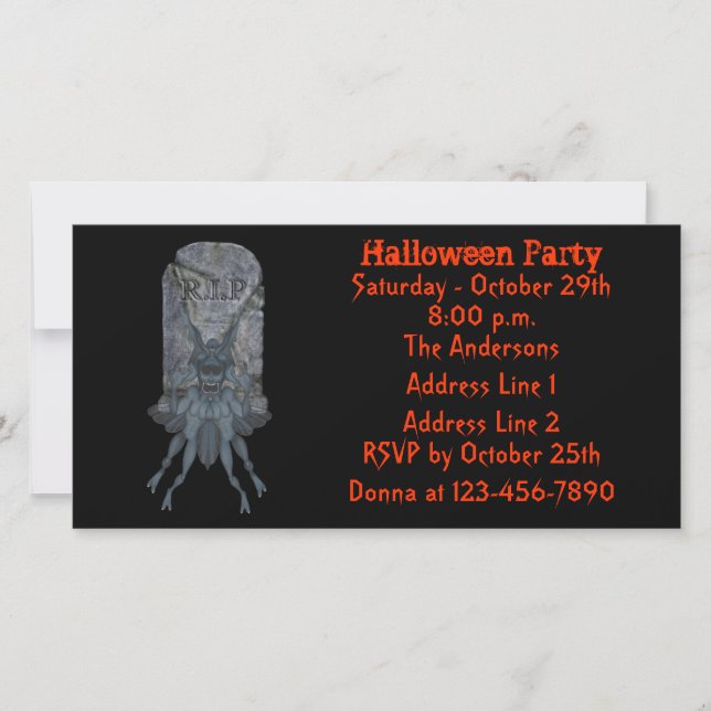 Invitación a la fiesta de Halloween de Blue Goblin (Anverso)