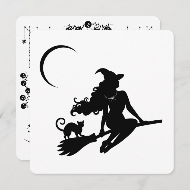 Invitación a la fiesta de Halloween de bruja elega (Anverso / Reverso)