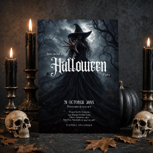 Invitación a la fiesta de Halloween de bruja gótic