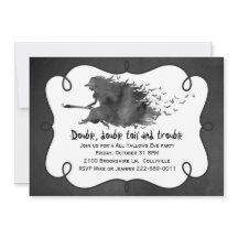 Invitación a la fiesta de Halloween de bruja volad