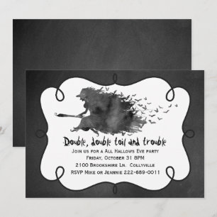 Invitación a la fiesta de Halloween de bruja volad