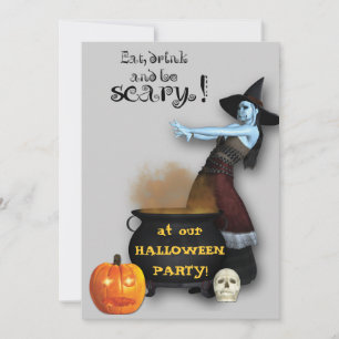 Invitación a la Fiesta de Halloween de Bruja y Cal