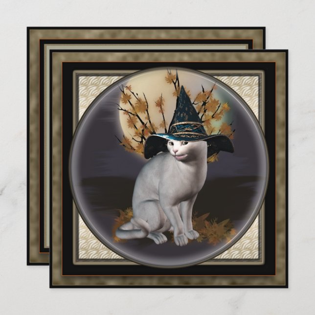 Invitación a la fiesta de Halloween de brujas (Anverso / Reverso)