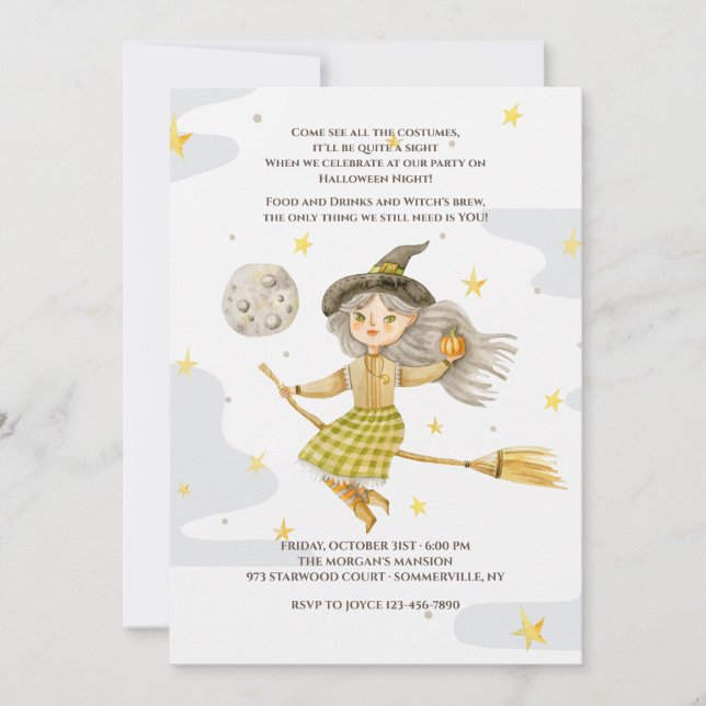Invitación a la Fiesta de Halloween de Brujas (Anverso)