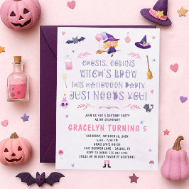 Invitación a la fiesta de Halloween de Brujas Rosa