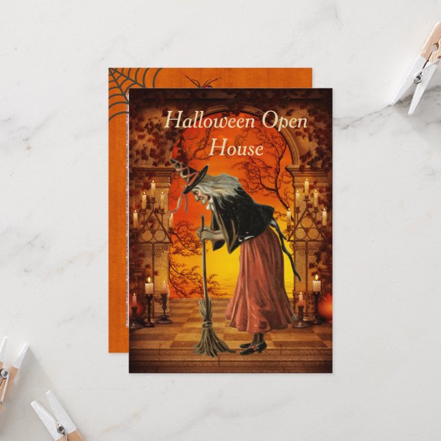 Invitación a la fiesta de Halloween de Brujas Vint (Anverso/Reverso In Situ)