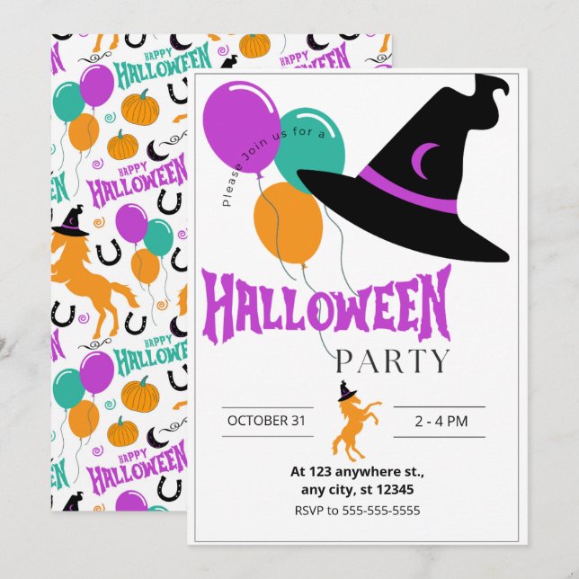 Invitación a la Fiesta de Halloween de Caballos (Anverso / Reverso)