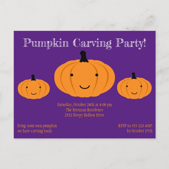 Invitación a la fiesta de Halloween de calabaza na (Anverso)