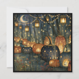 Invitación a la fiesta de Halloween de calabazas y
