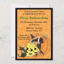 Invitación a la fiesta de Halloween de Cat And The