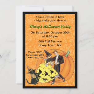 Invitación a la fiesta de Halloween de Cat And The