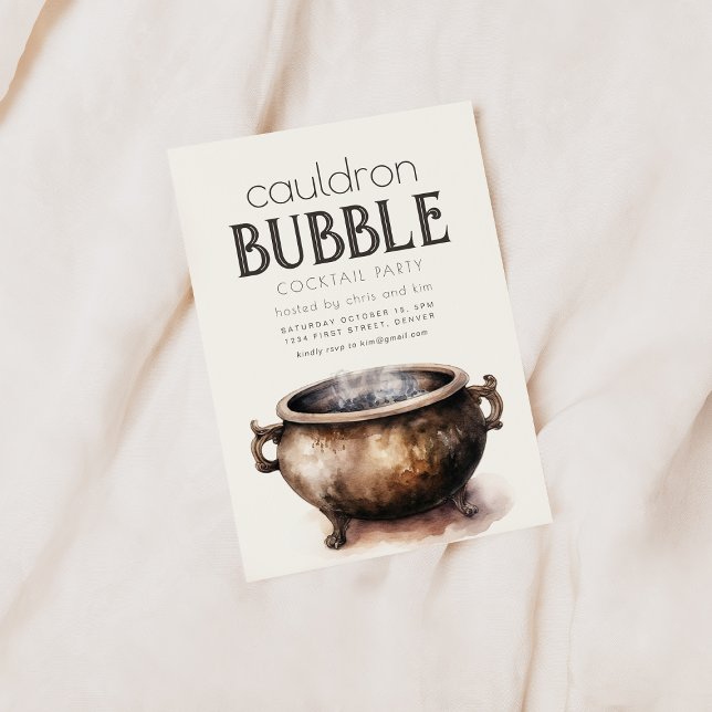 Invitación a la fiesta de Halloween de Cauldron Bu (Subido por el creador)