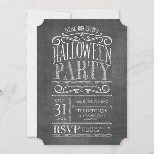 Invitación a la fiesta de Halloween de Chalkboard 