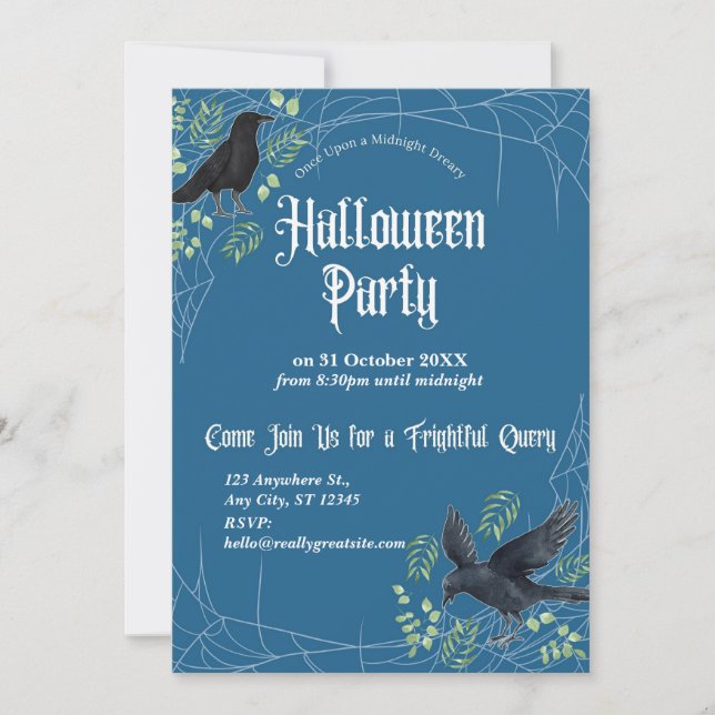 Invitación a la Fiesta de Halloween de Cuervo en A (Anverso)