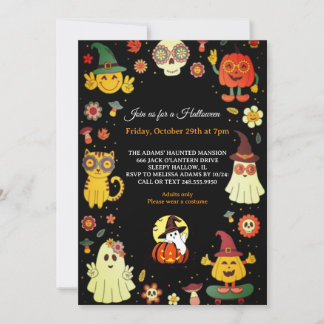 Invitación a la fiesta de Halloween de Cute Groovy