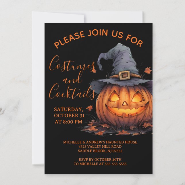 Invitación a la Fiesta de Halloween de Disfraces y (Anverso)