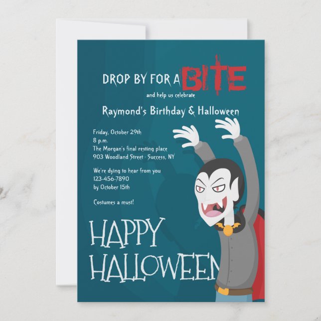 Invitación a la Fiesta de Halloween de Drácula (Anverso)