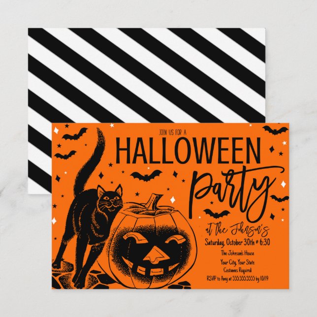 Invitación a la fiesta de Halloween de época (Anverso / Reverso)