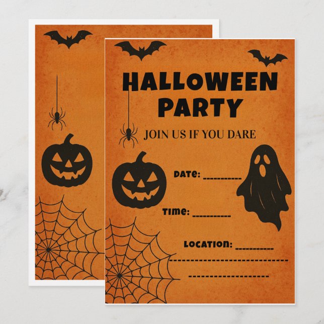 Invitación a la fiesta de Halloween de época | Ico (Anverso / Reverso)