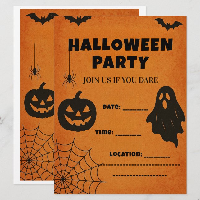 Invitación a la fiesta de Halloween de época | Ico (Anverso / Reverso)