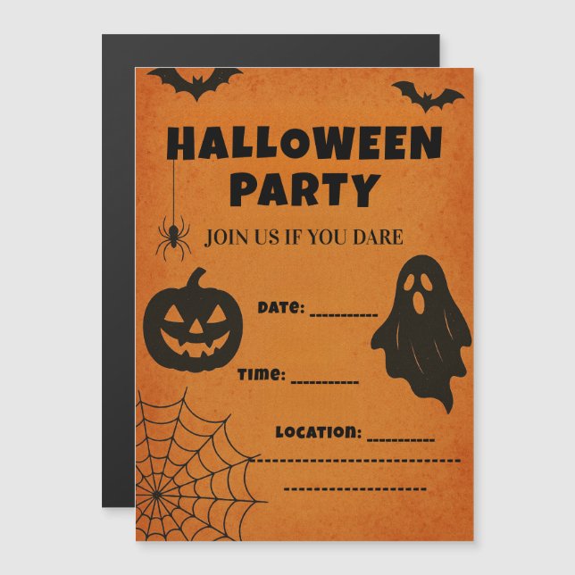 Invitación a la fiesta de Halloween de época | Ico (Anverso/Reverso)