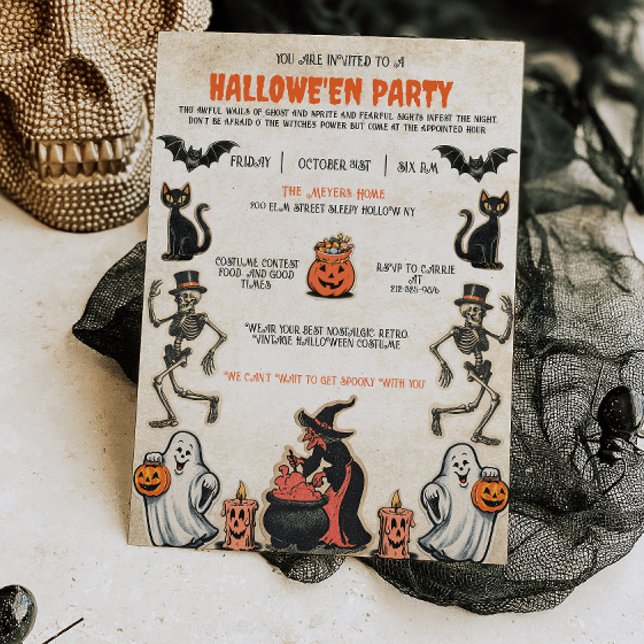 Invitación a la fiesta de Halloween de época nostá (Subido por el creador)