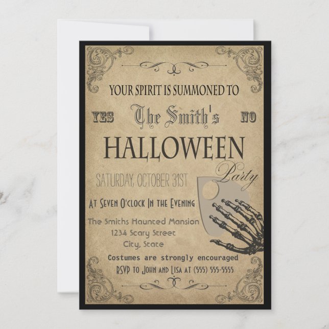 Invitación a la fiesta de Halloween de Espíritus (Anverso)