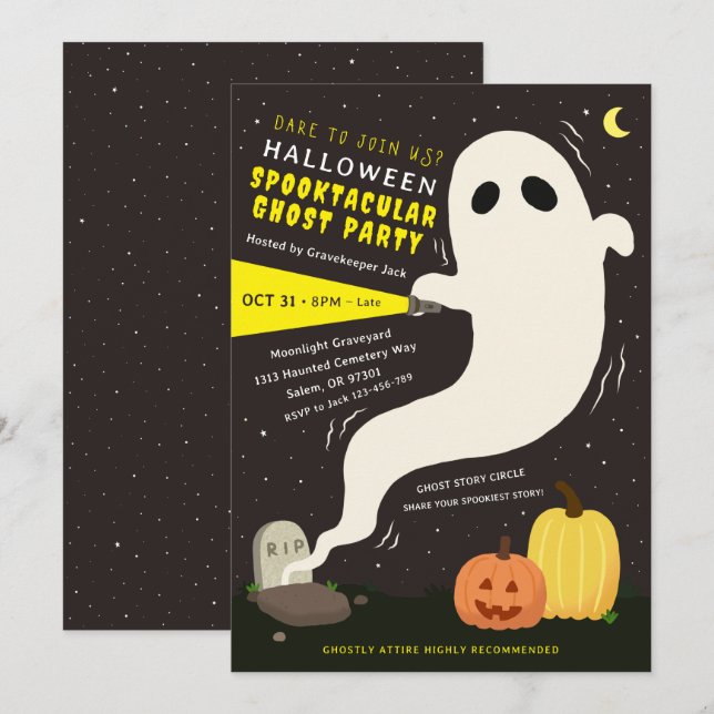 Invitación a la fiesta de Halloween de fantasmas S (Anverso / Reverso)