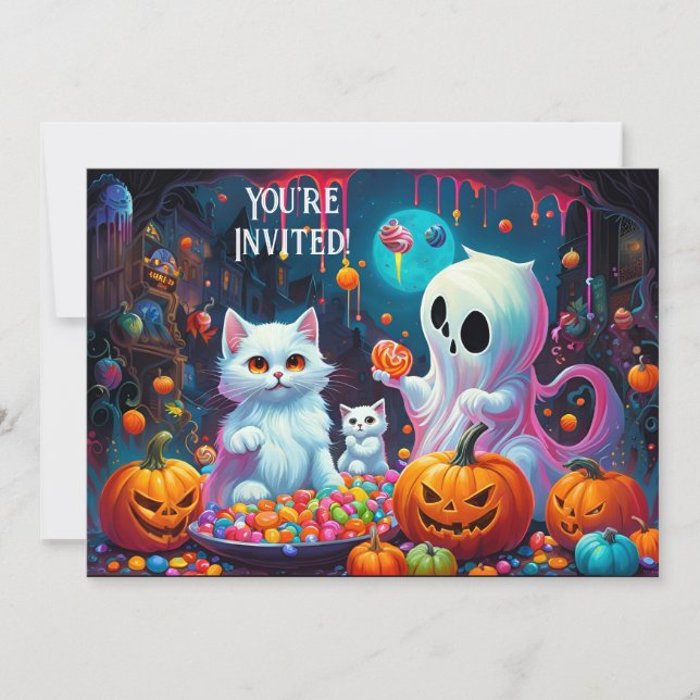 Invitación a la fiesta de Halloween de fantasmas y (Anverso)