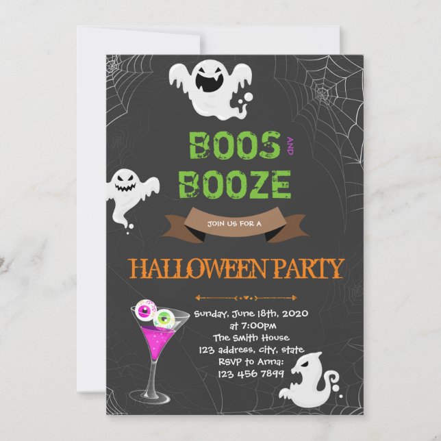 Invitación a la fiesta de Halloween de fantasmas y (Anverso)
