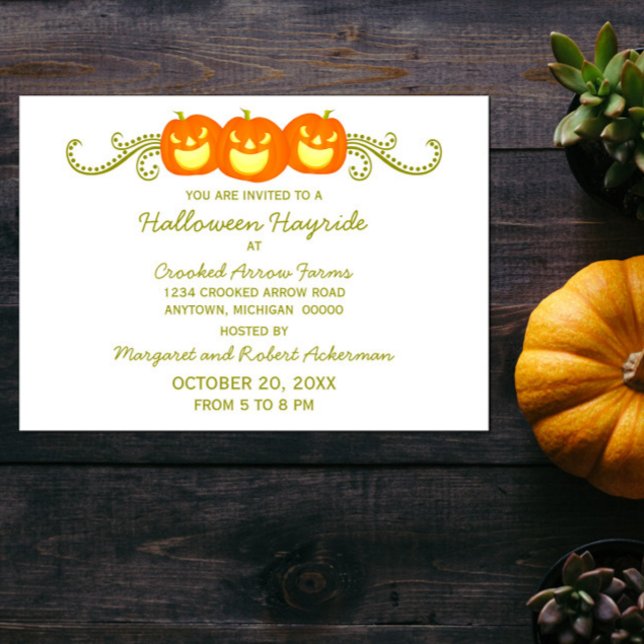 Invitación a la fiesta de Halloween de feliz calab (Happy Pumpkin Swirls Halloween Party Invitation)