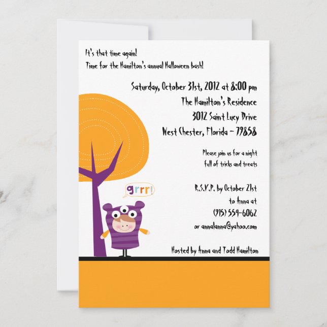 Invitación a la fiesta de Halloween de Fiesta de d (Anverso)