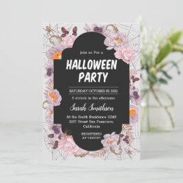 Invitación a la fiesta de Halloween de Floral Spid