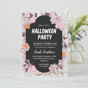 Invitación a la fiesta de Halloween de Floral Spid